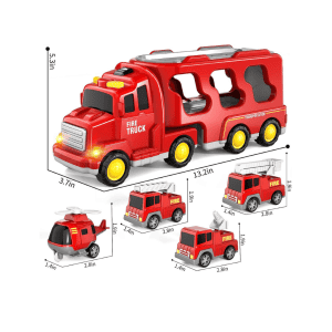 Camión Bomberos con 4 autos pequeños