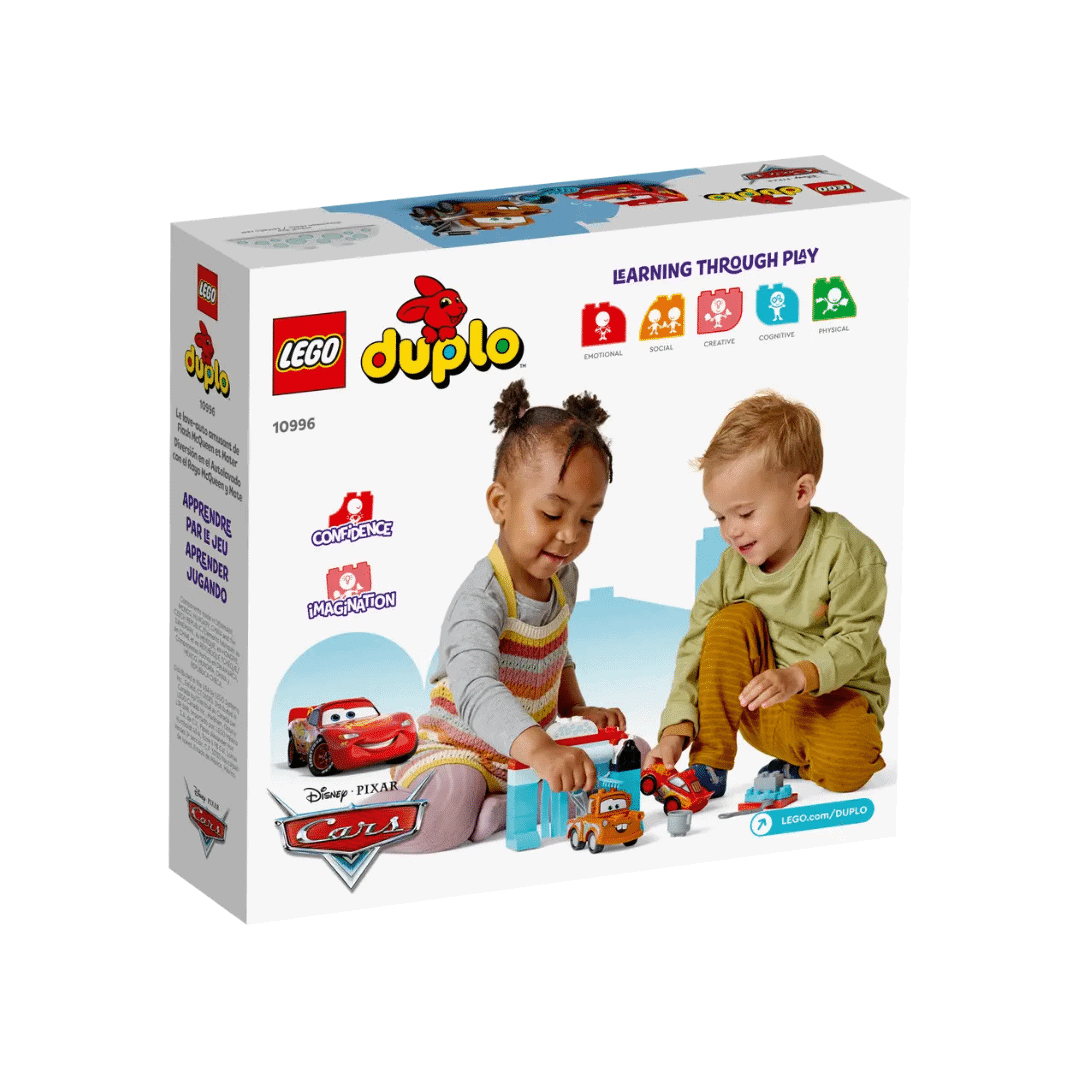 Coche LEGO Duplo para niños con personajes Disney Pixar, ideal para jugar y aprender.