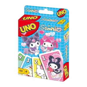 Juegos UNO Sanrio con personajes kawaii y cartas coloridas para toda la familia.