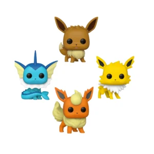 Perritos de peluche de Pokémon en estilo Funko Pop, colección de figuras adorables y coleccionables.
