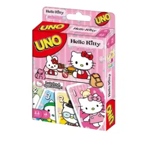 Cartas UNO Hello Kitty, ideal para jugar en familia y amigos, con temática de la popular Hello Kitty.