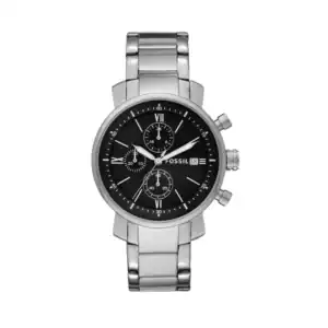Reloj Fossil BQ1000 con esfera negra y correa de acero inoxidable, ideal para hombres que buscan est.
