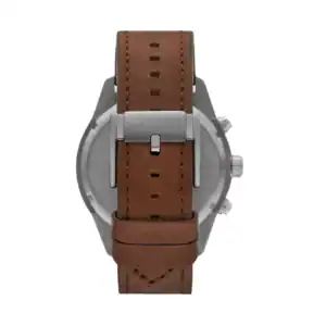 Reloj de cuero para hombre con correa marrón y caja metálica, estilo elegante y clásico.