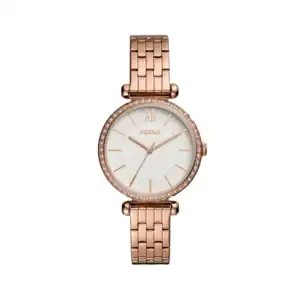 Reloj Fossil BQ3497 con esfera clásica y pulsera de acero rosa, ideal para complementar tu estilo di.