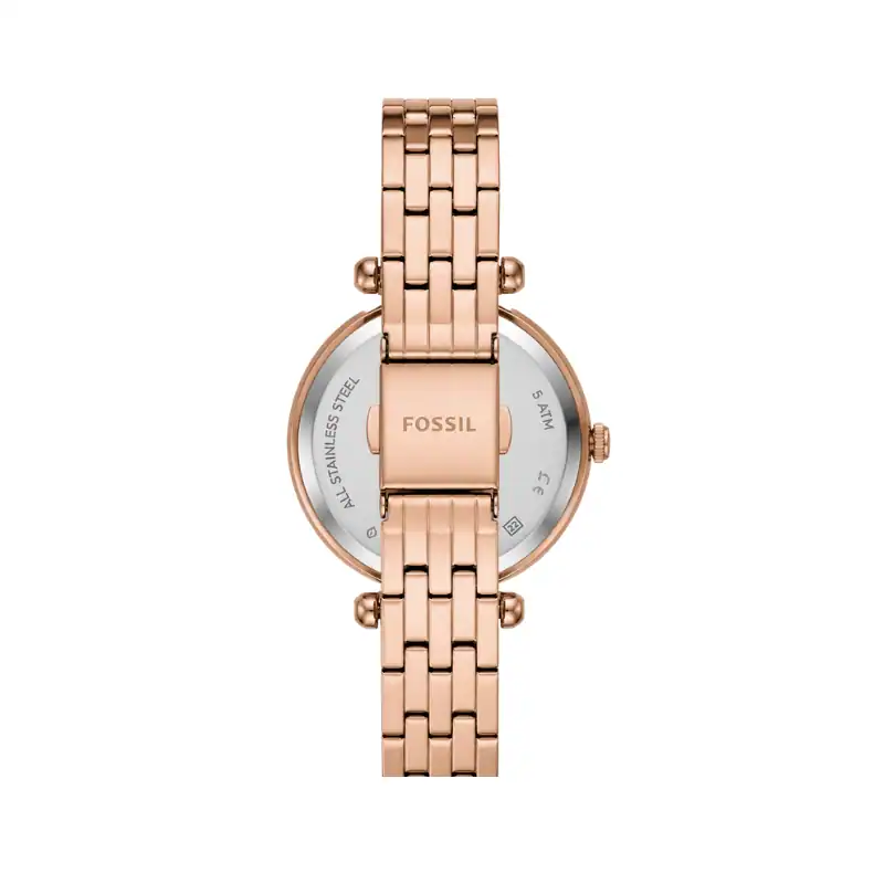 Reloj Fossil de pulsera de acero inoxidable rosa, elegante y moderno, ideal para complementar tu est.