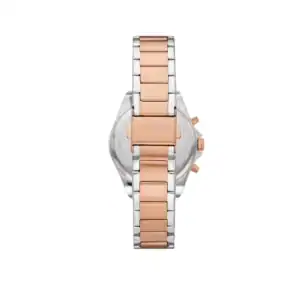 Reloj Fossil con pulsera bicolor en acero y rosa dorado, elegante y moderno.