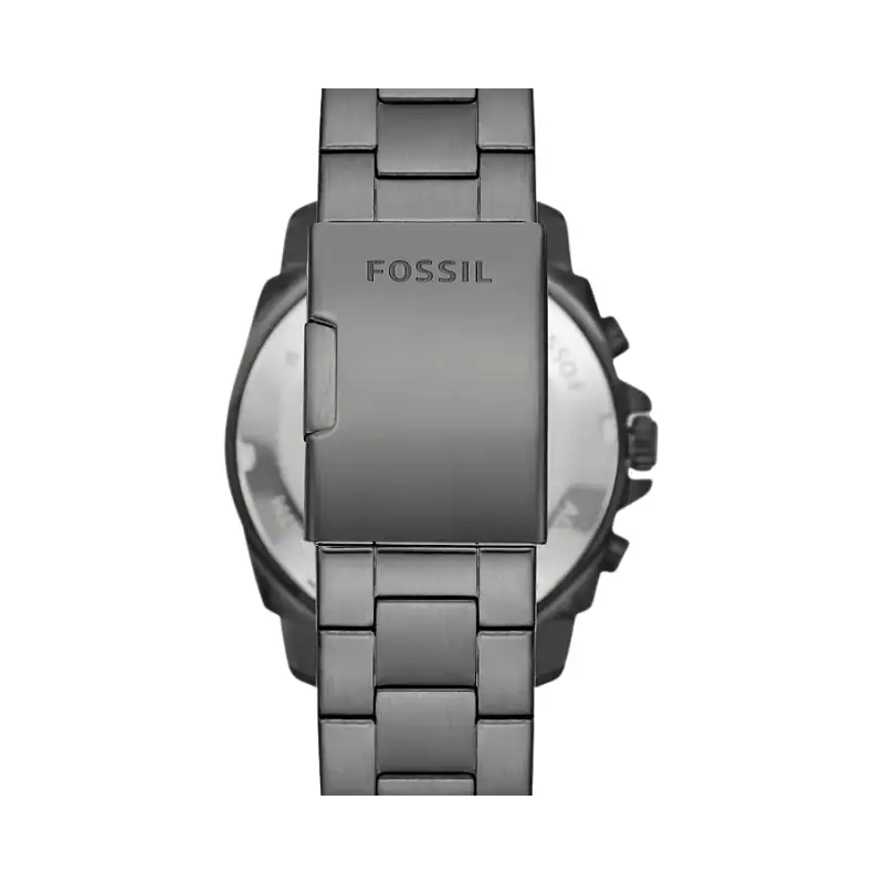 Reloj Fossil de pulsera metálica en color gris, estilo moderno y elegante.