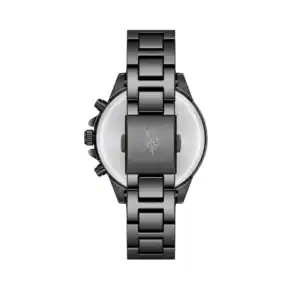 Reloj de pulsera de lujo con correa metálica negra, diseño elegante y moderno para hombres y mujeres.